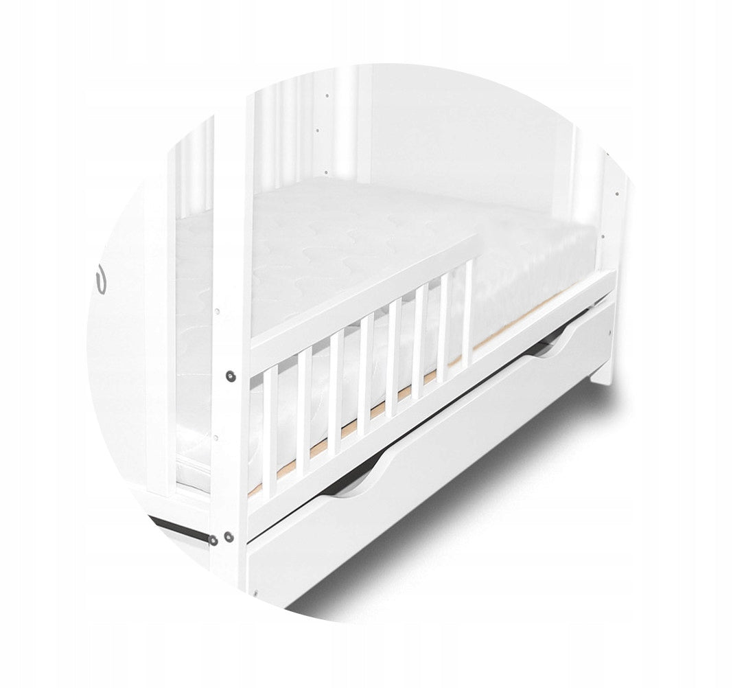 Wooden fence barrier for cot 120x60cm white Packaging status original