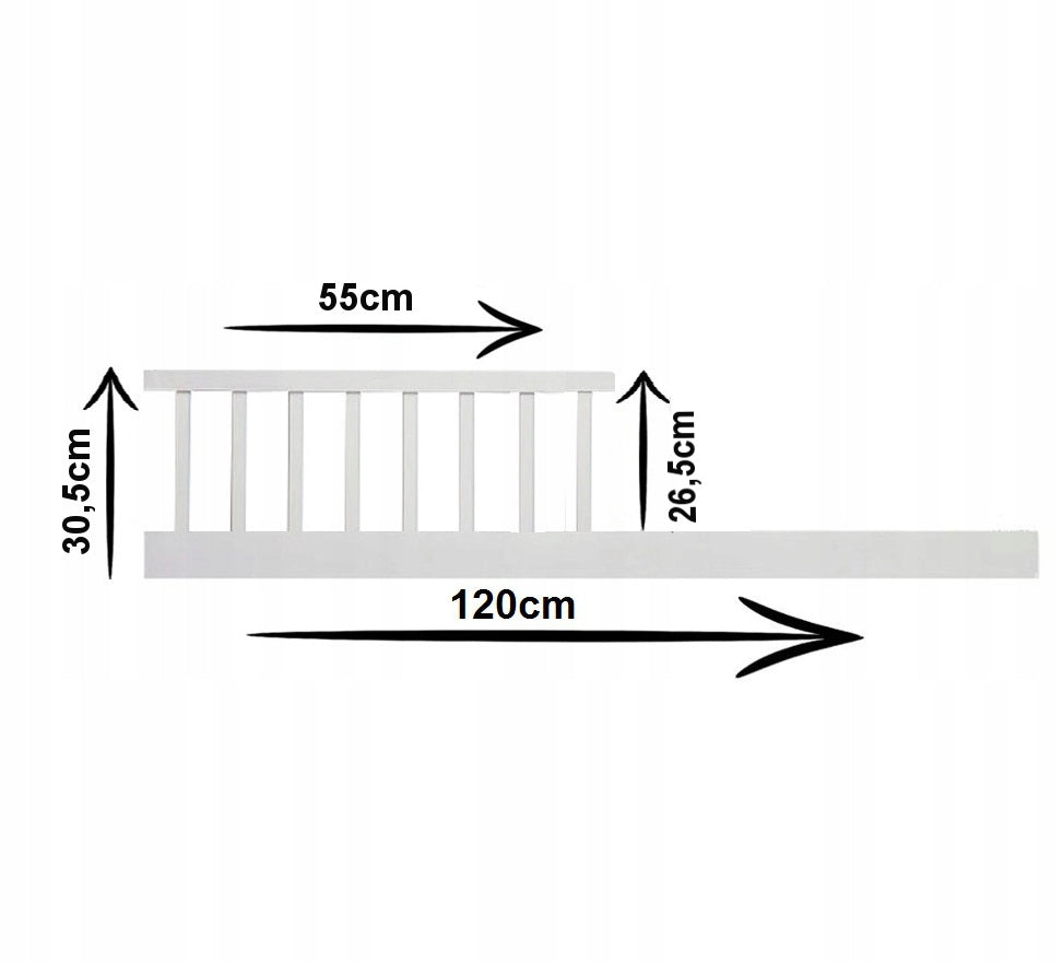 Wooden fence barrier for cot 120x60cm white