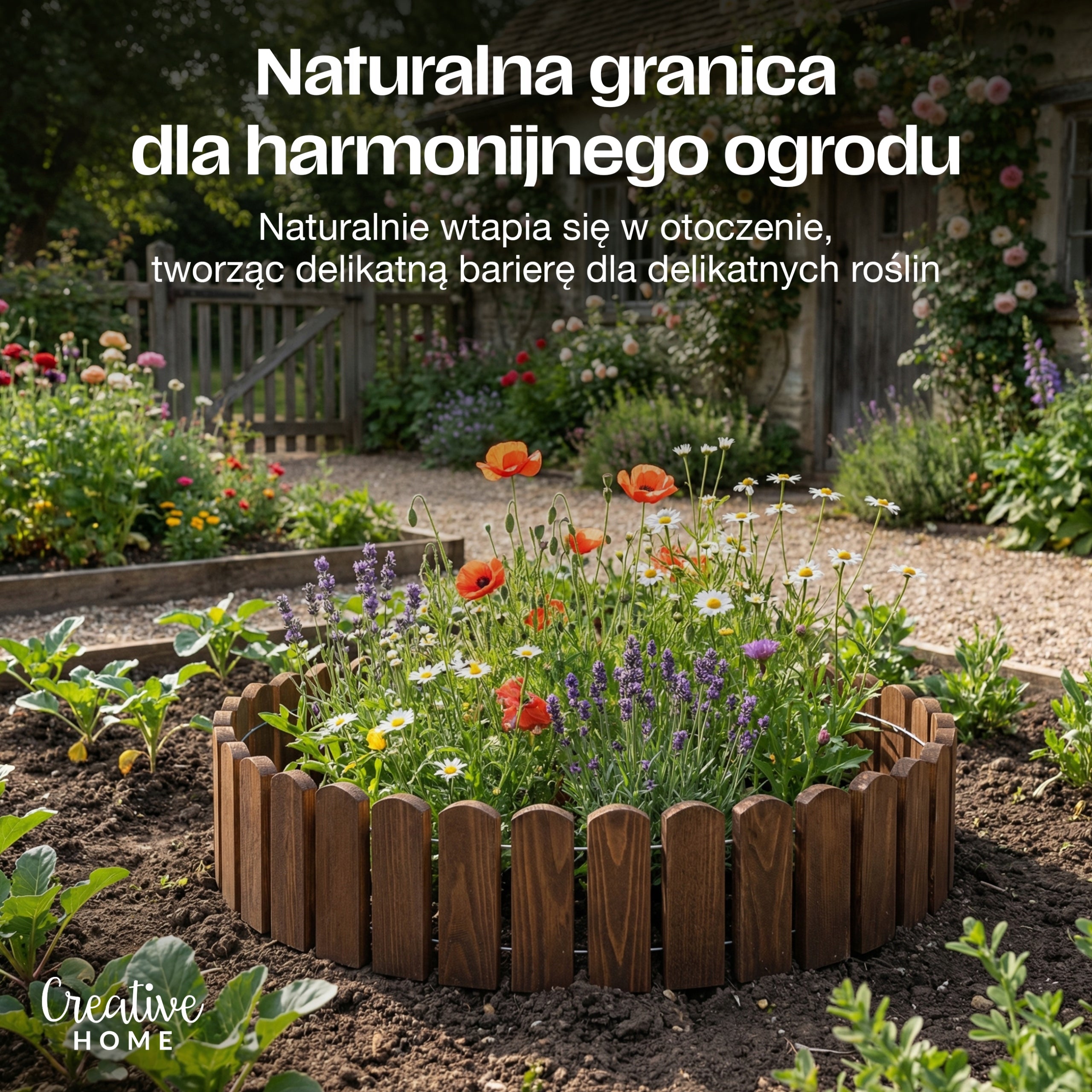 Wooden fence garden fence lawn edging rollborder tan 200x40 Length 200 cm