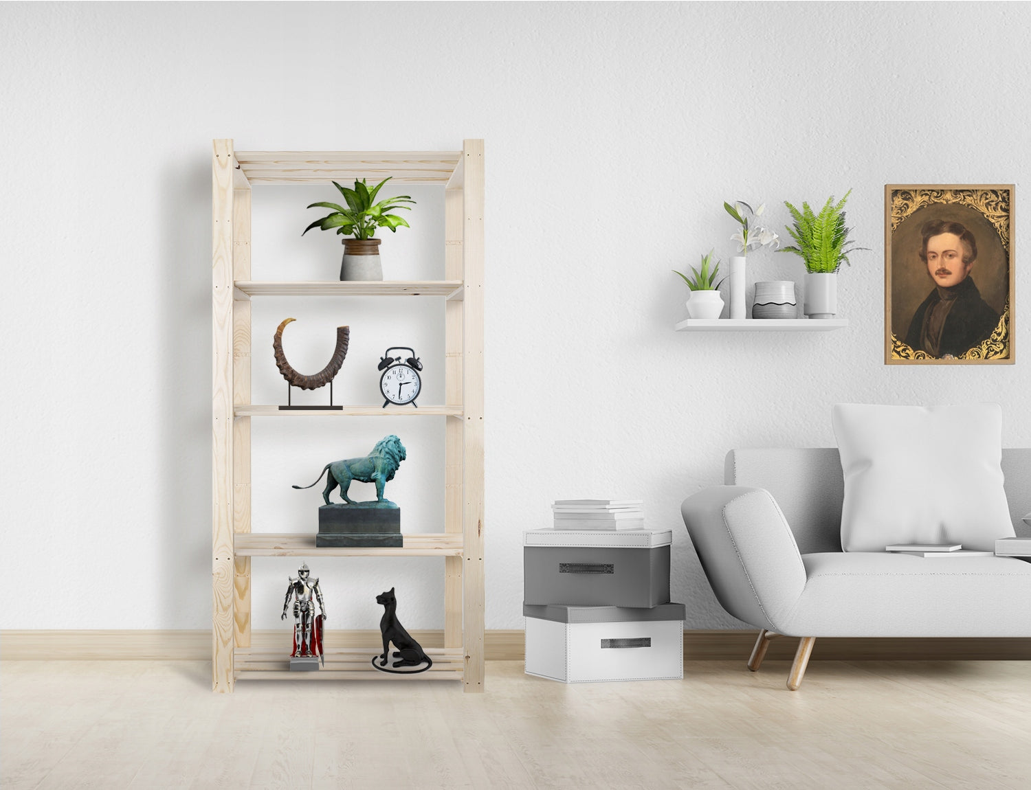 Wooden garage office bookcase for pantry 5 shelves 170x50x38 cm MANUFACTURER Packaging status original