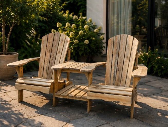 Wooden garden chairs + table SUPER COMFORTABLE + impregnation + brush