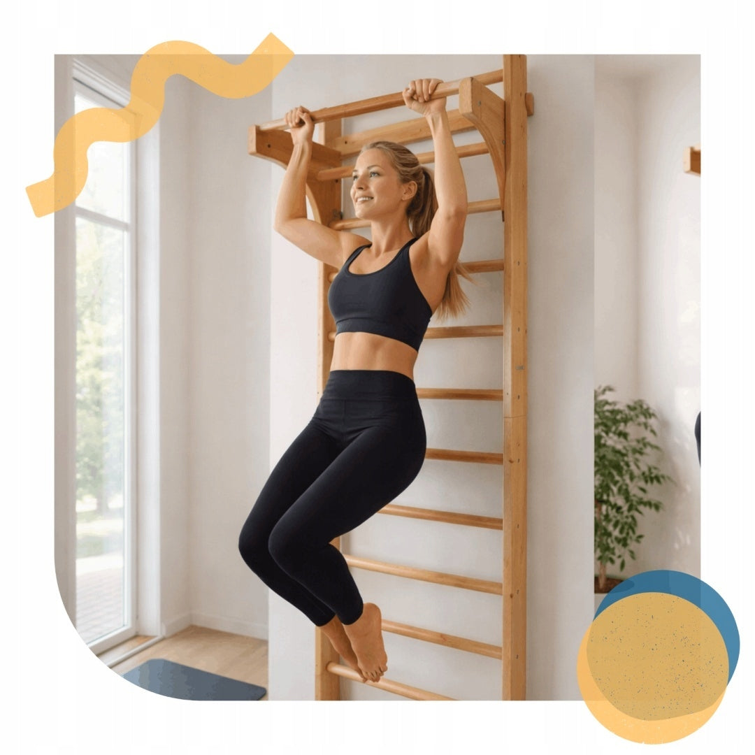 Wooden gymnastic ladder 220 cm with beech rehabilitation bar
