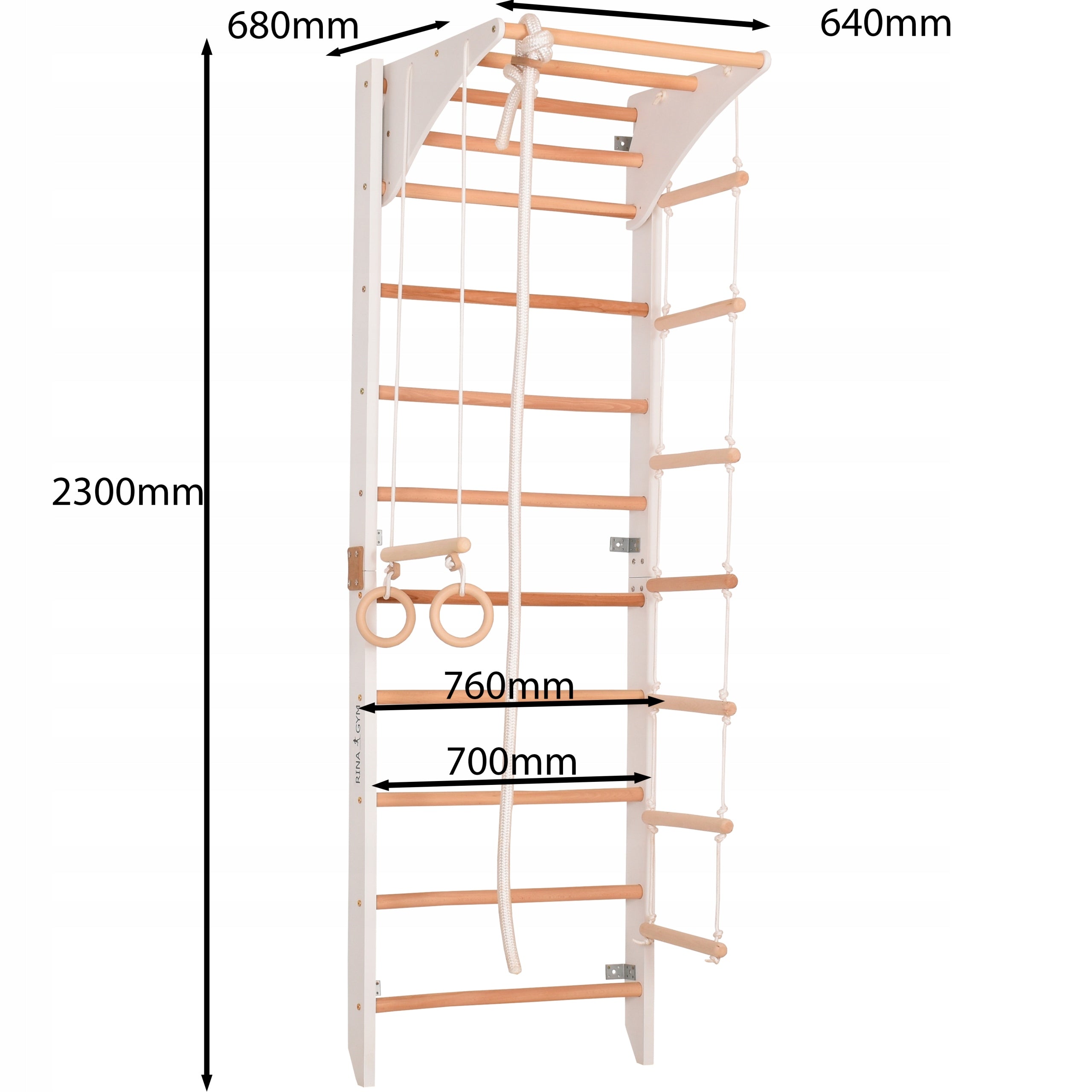 Wooden gymnastic ladder RINAGYM Kombi 2 White 230cm - from the manufacturer Manufacturer code 5903206628281