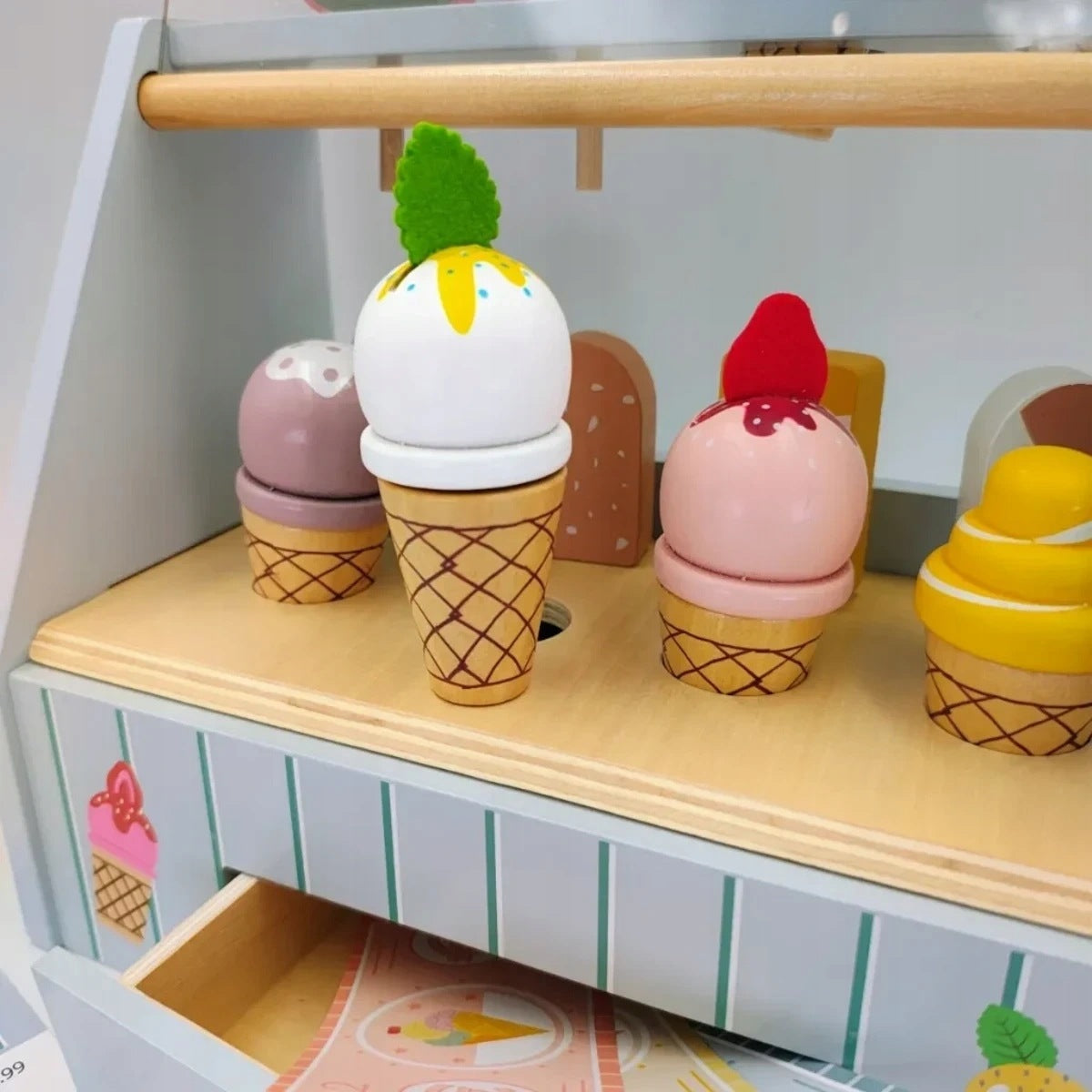 Wooden ice cream parlor with accessories for children - Kabi 3+ Brand AB