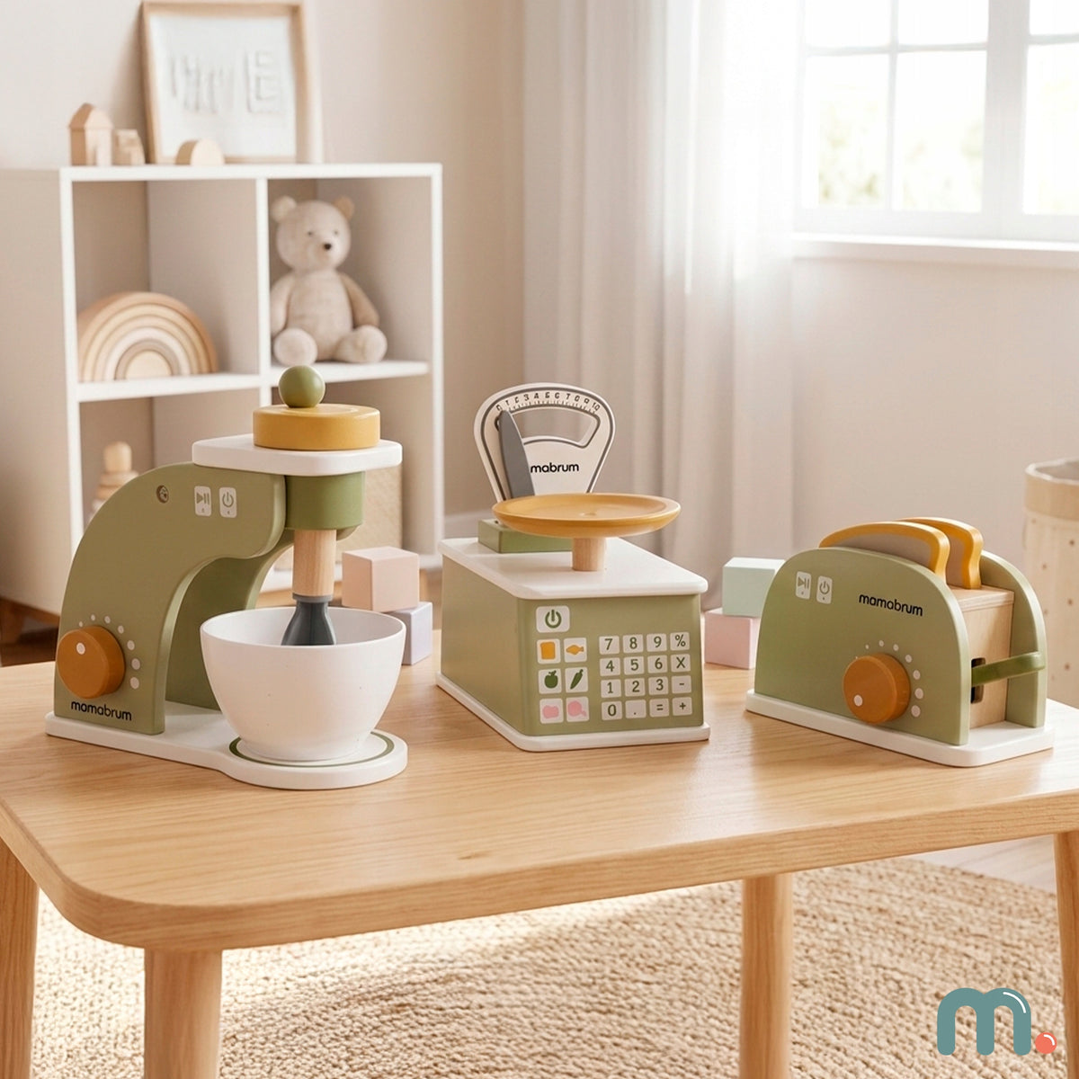 Wooden kitchen set for children mixer scale toaster Packaging status original
