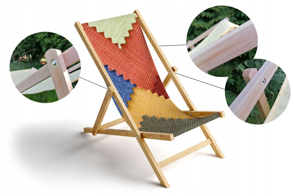 Wooden lounger with full color LOGO PRINT corporate advertising Color multicolor