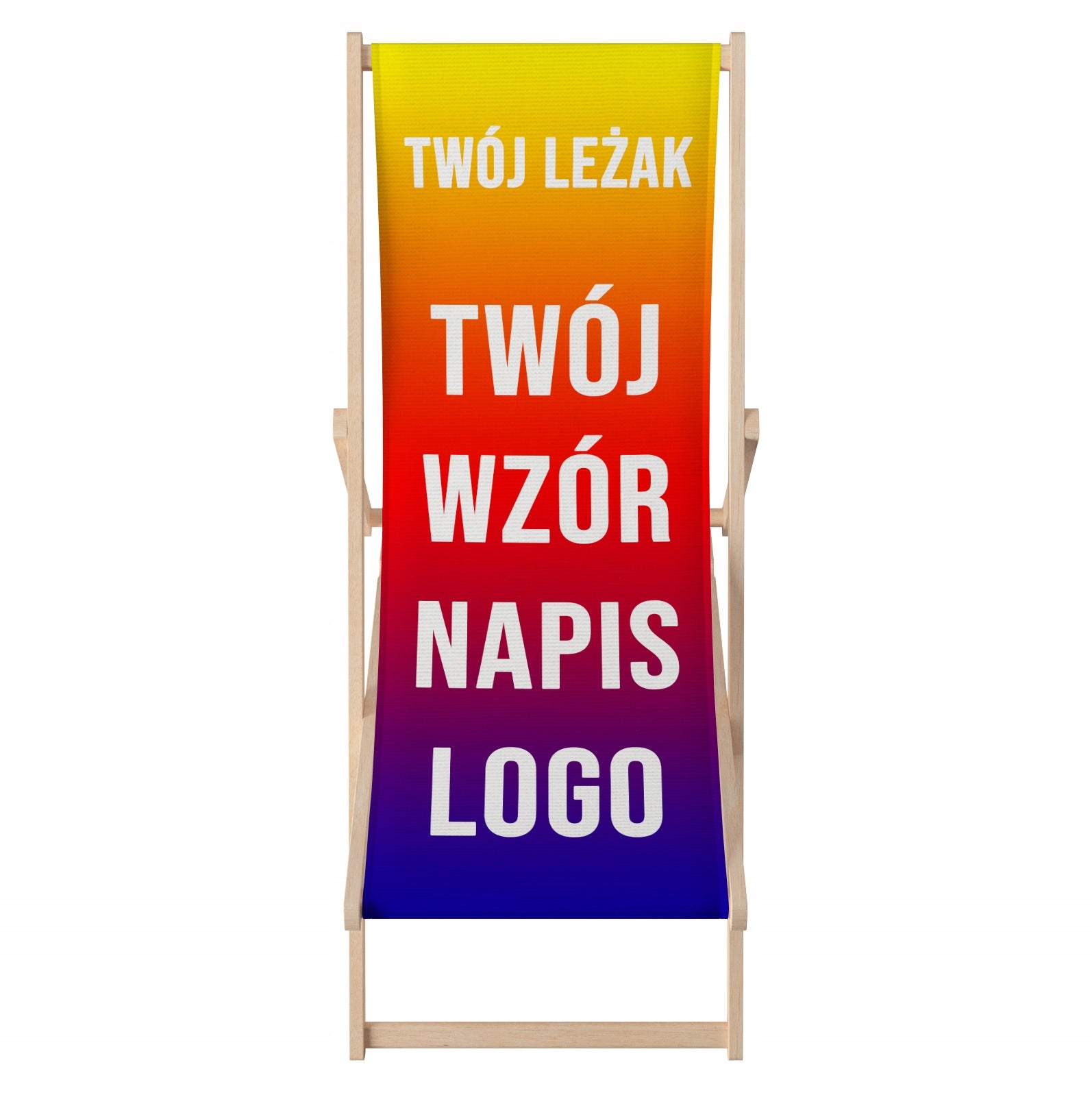 Wooden lounger with full color LOGO PRINT corporate advertising