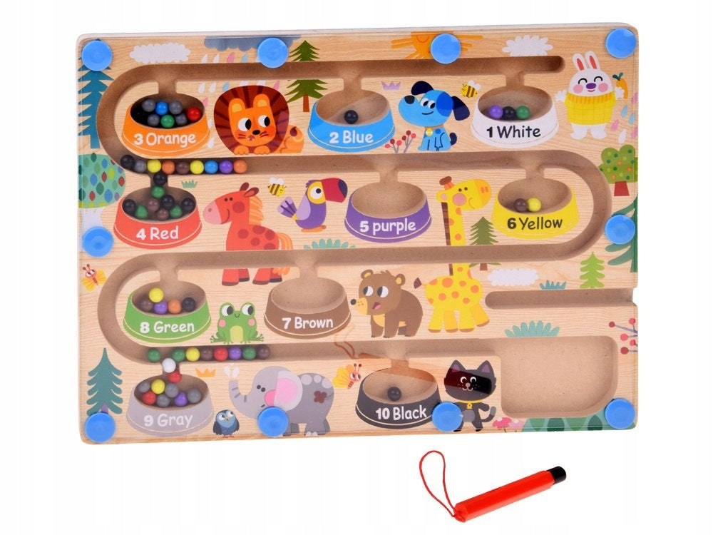 Wooden magnetic board Learning counting and colors MAZE ZOO Packaging status original