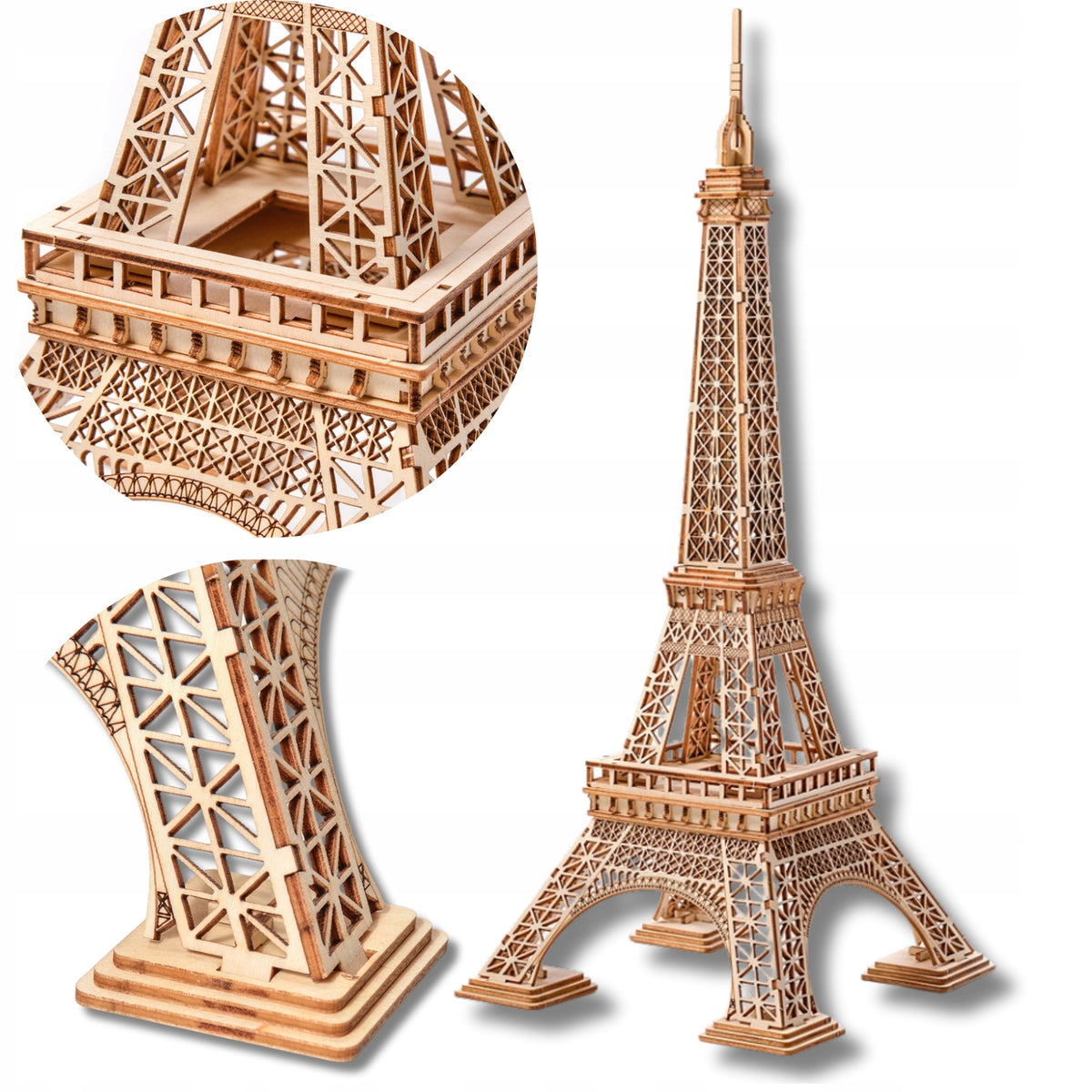 Wooden model 3D Eiffel Tower Paris – plywood puzzle for folding