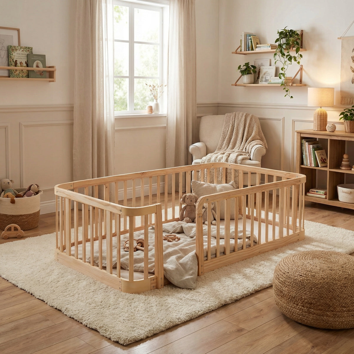 Wooden modular playpen 140x200cm for children and animals