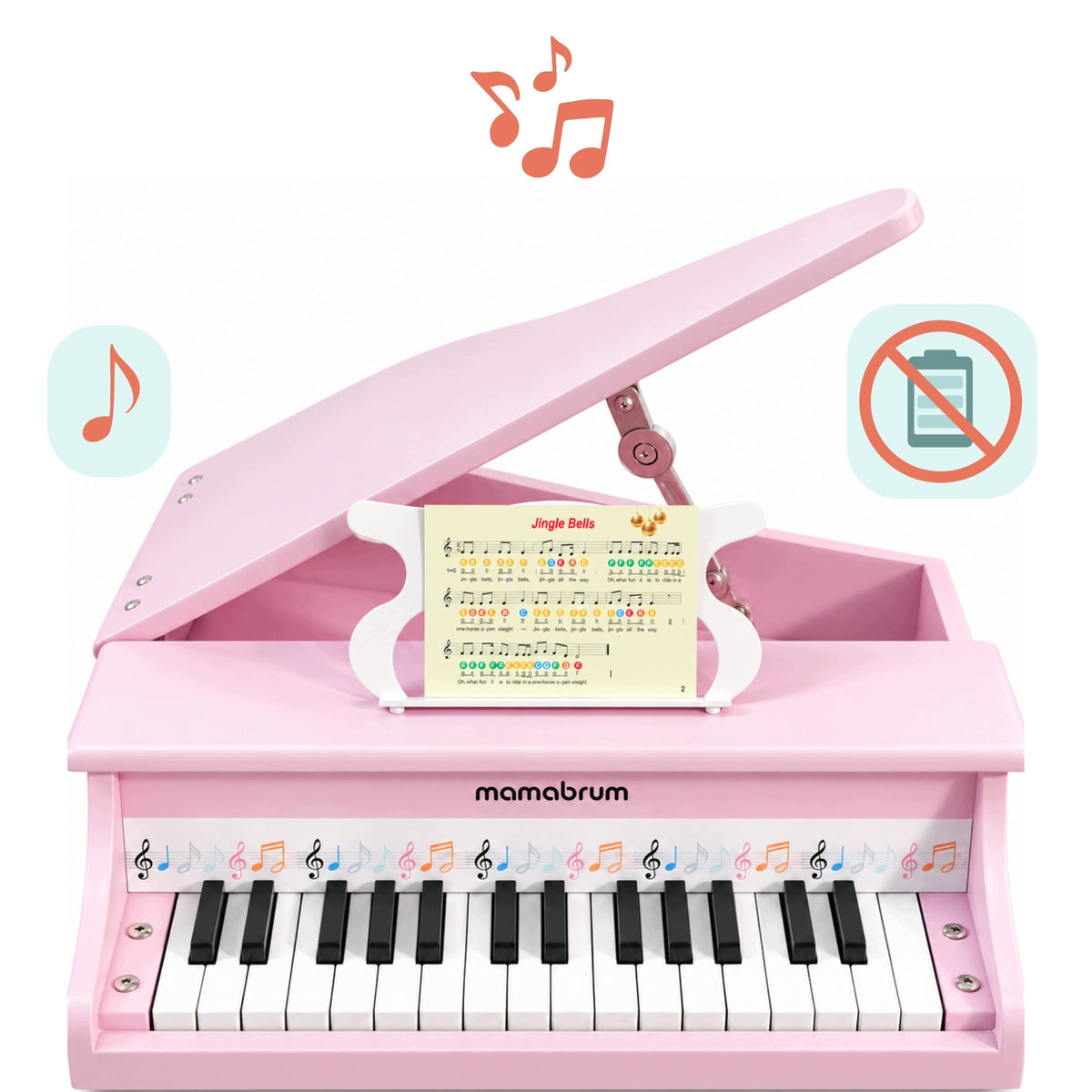 Wooden piano for children Mamabrum – pink Manufacturer code MAM387 WOODEN PIANO