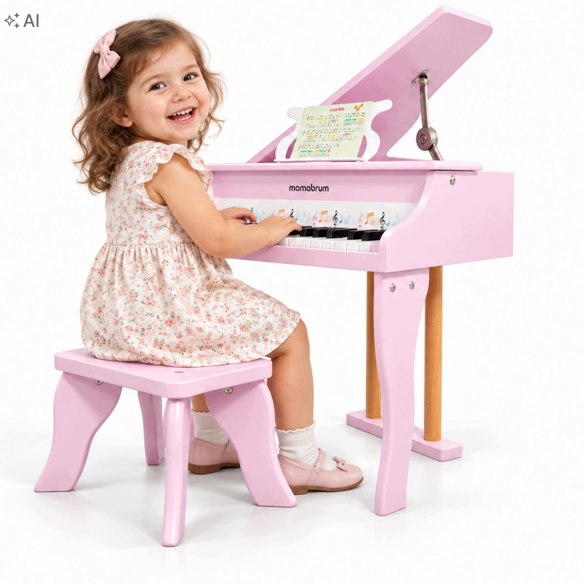 Wooden piano for children Mamabrum – pink