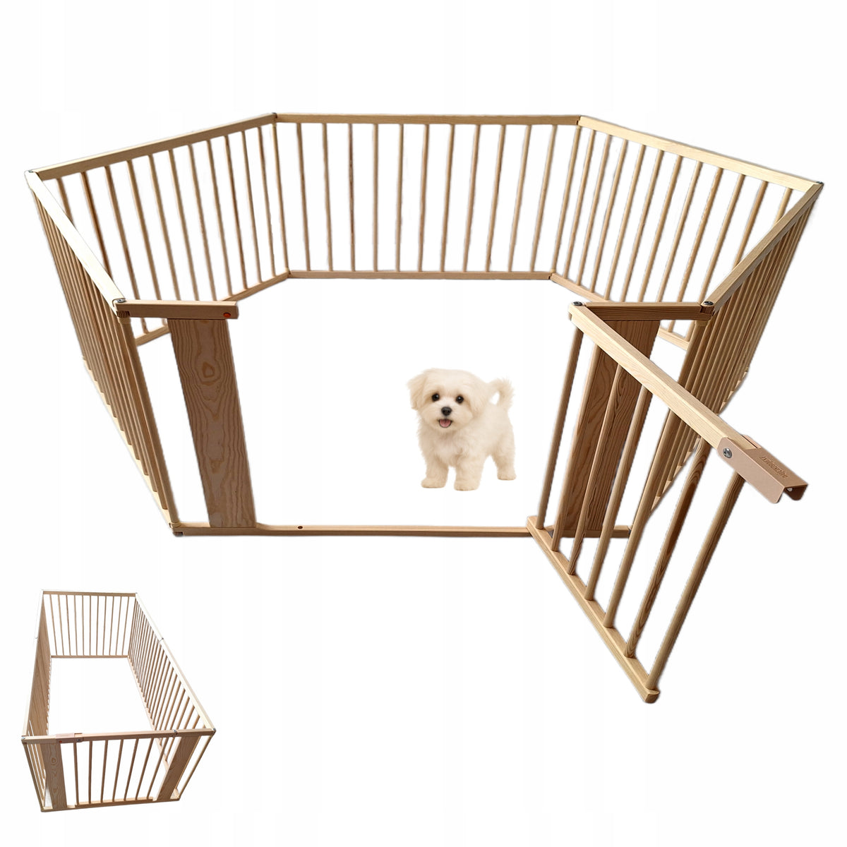 Wooden playpen with wicket modular barrier homestead LARGE ⌀181 / height 72 cm Manufacturer code Kojec B6Z drewno sosnowe