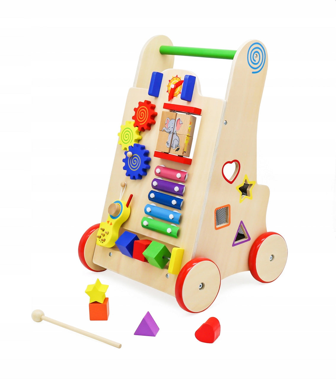 Wooden pusher Ikonka educational cube 6in1 beige Brand Ikonka