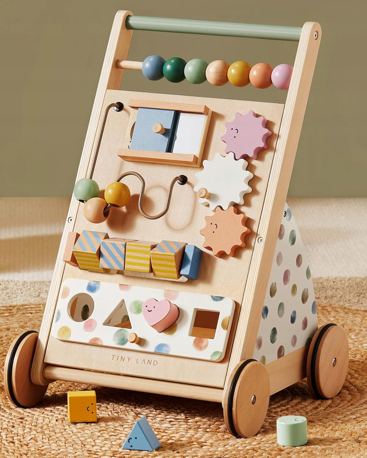 Wooden pusher Tiny Land Montessori – educational walker for toddler
