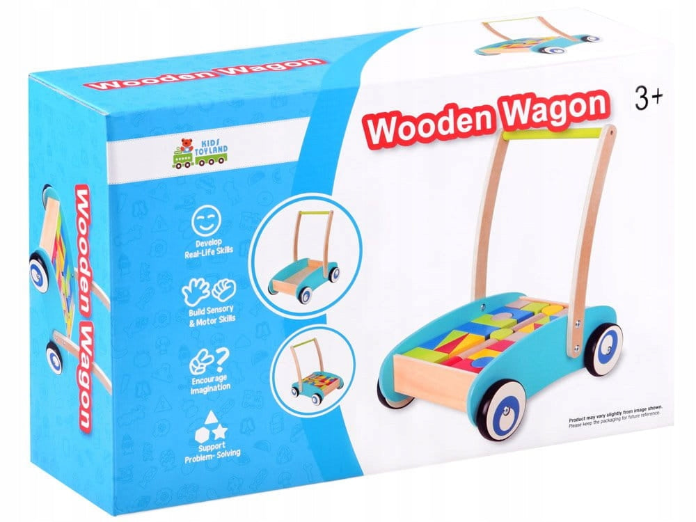 Wooden pusher, pusher, trolley + blocks Brand Jokomisiada
