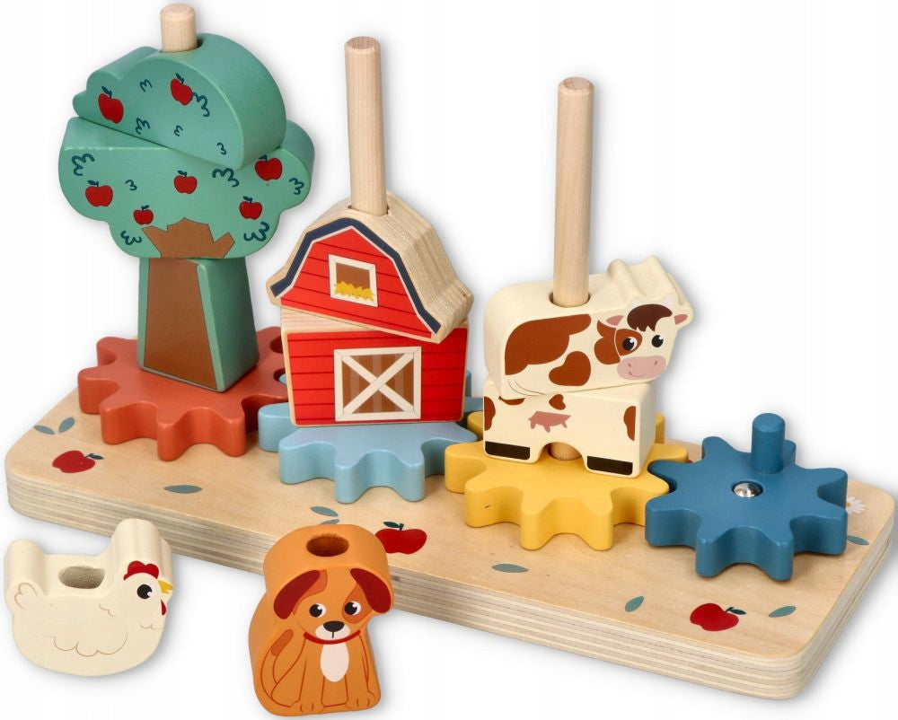Wooden puzzle Adam Toys with gears Farm 12m+