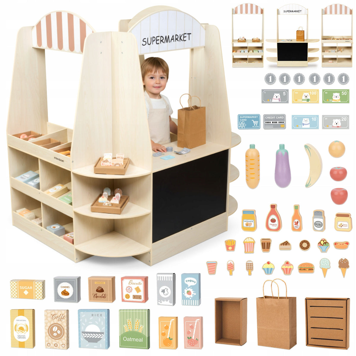 Wooden shop for children large set 91 el. fun in a real shop
