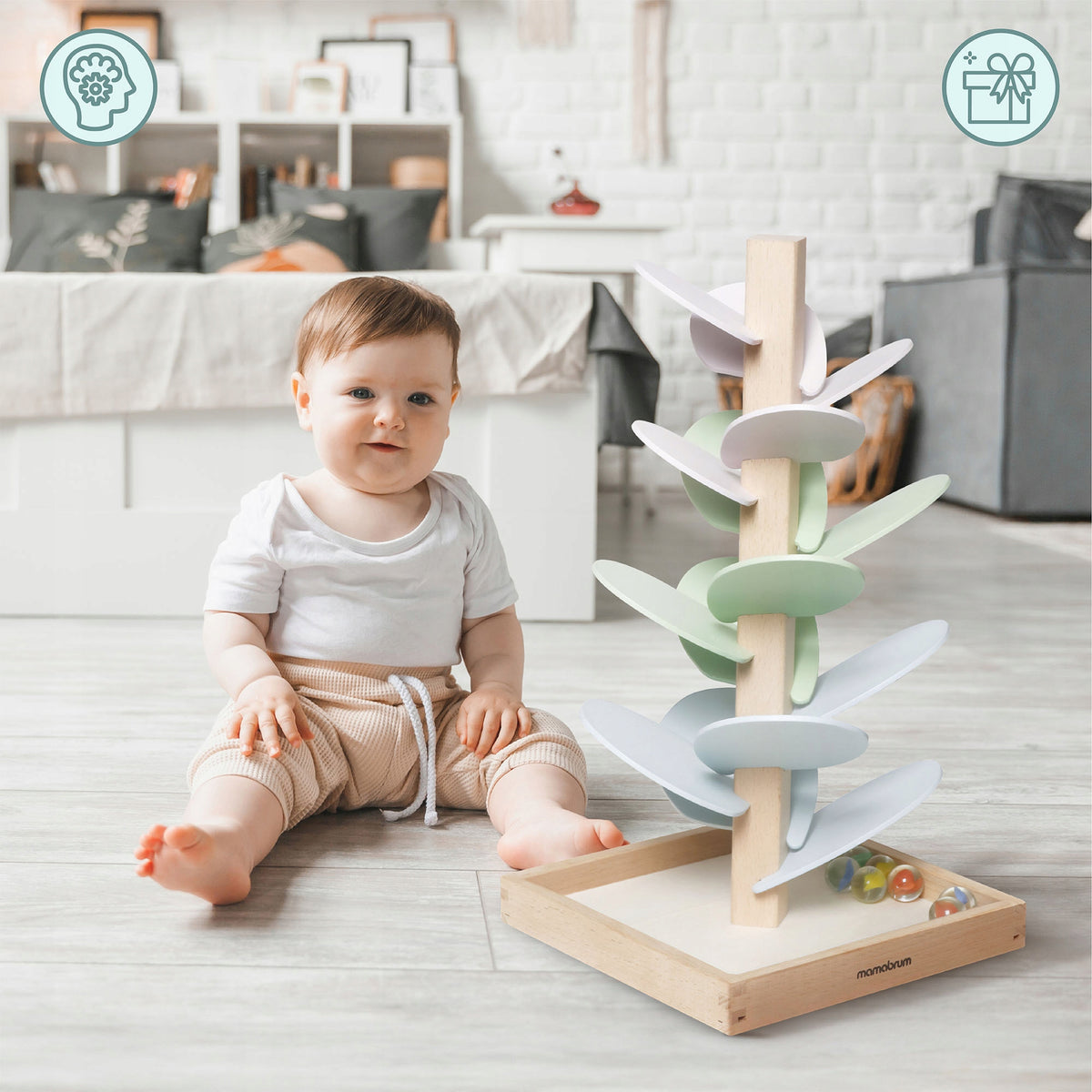 Wooden sound tree with balls – educational bullets for children Manufacturer code MAM233 RUN BALL