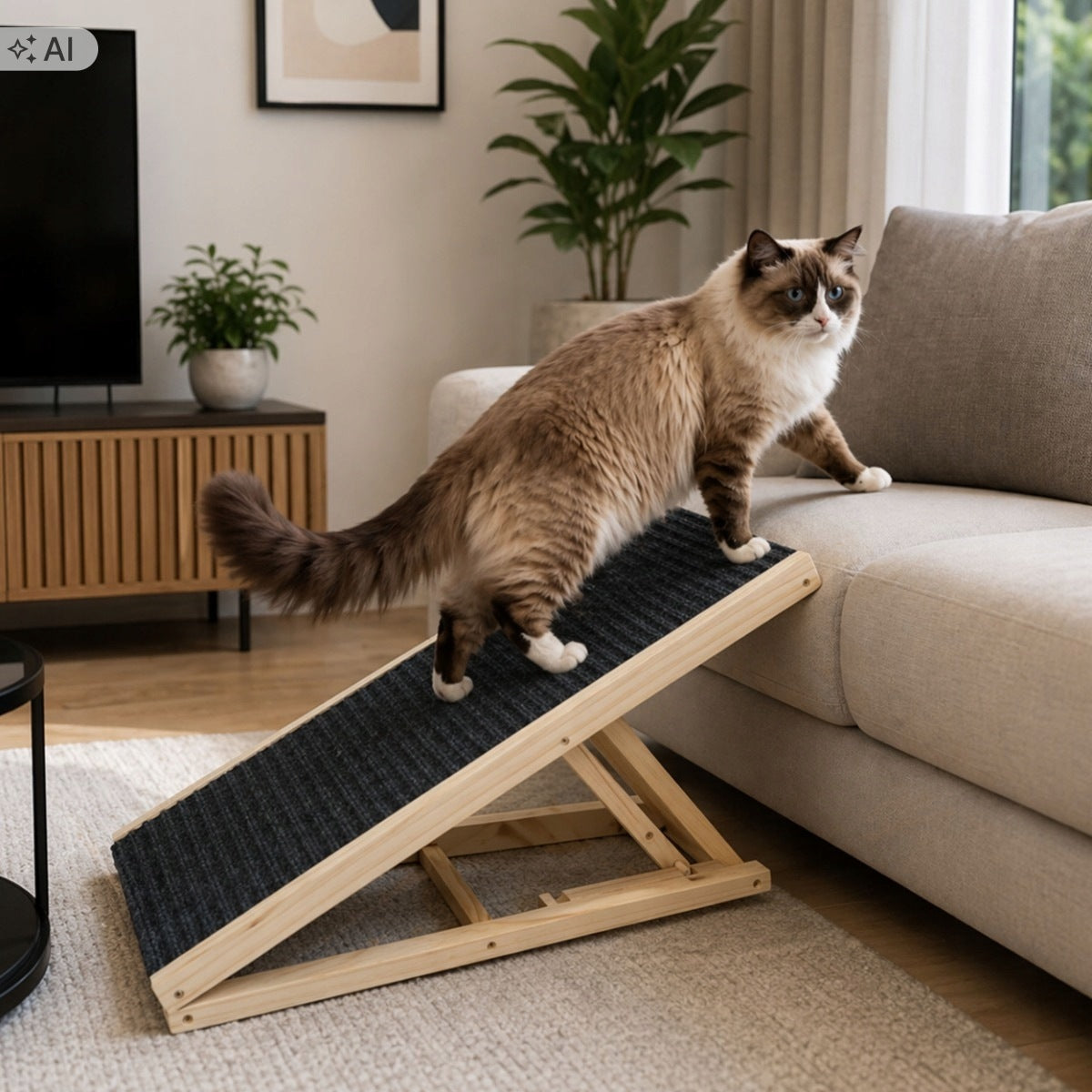 Wooden stair ramp for dog and cat ramp 70 cm adjustable Manufacturer code M-RAMPA1