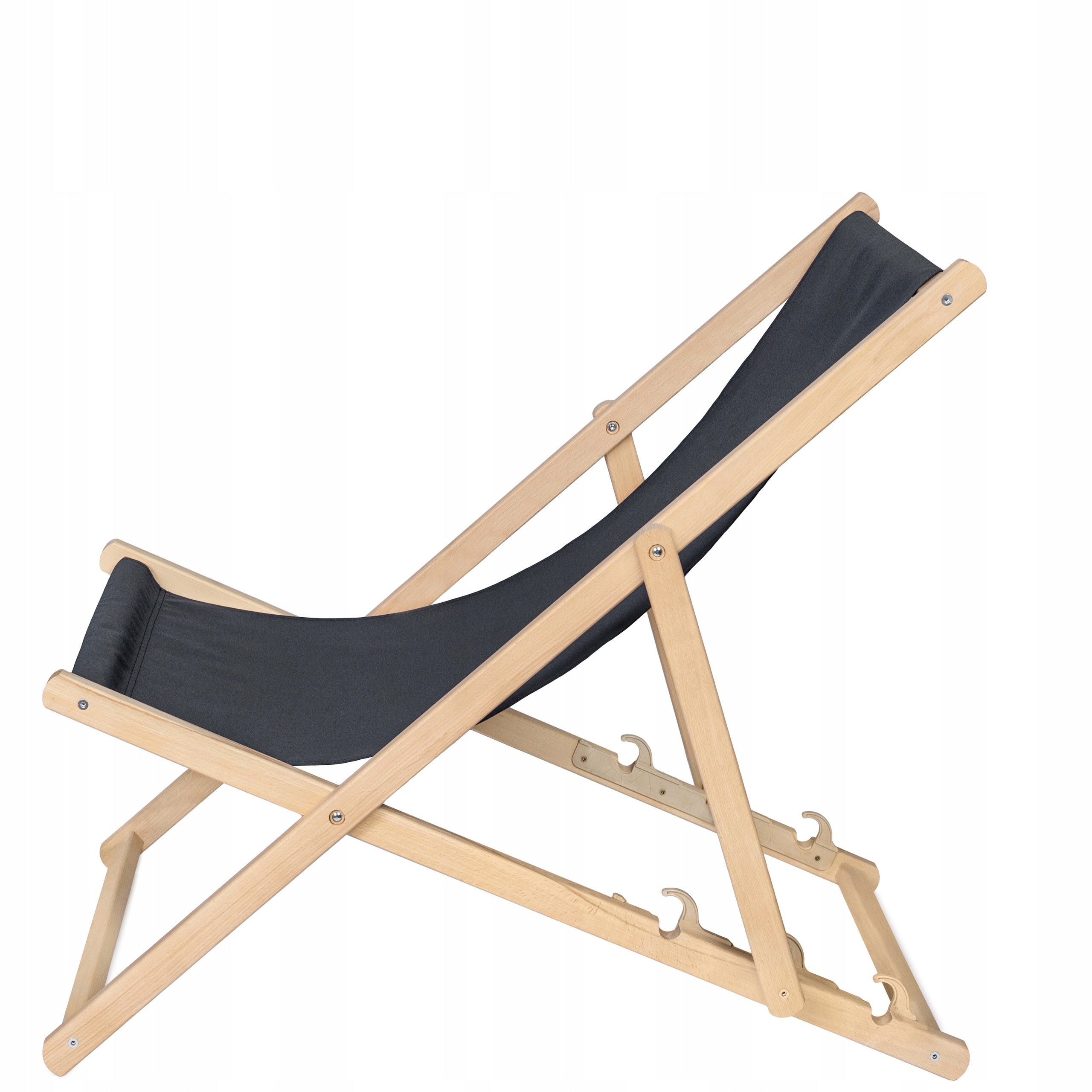 Wooden sunbed for balcony terrace garden THICK SLATS STRONG [BLACK] Kind sunbed