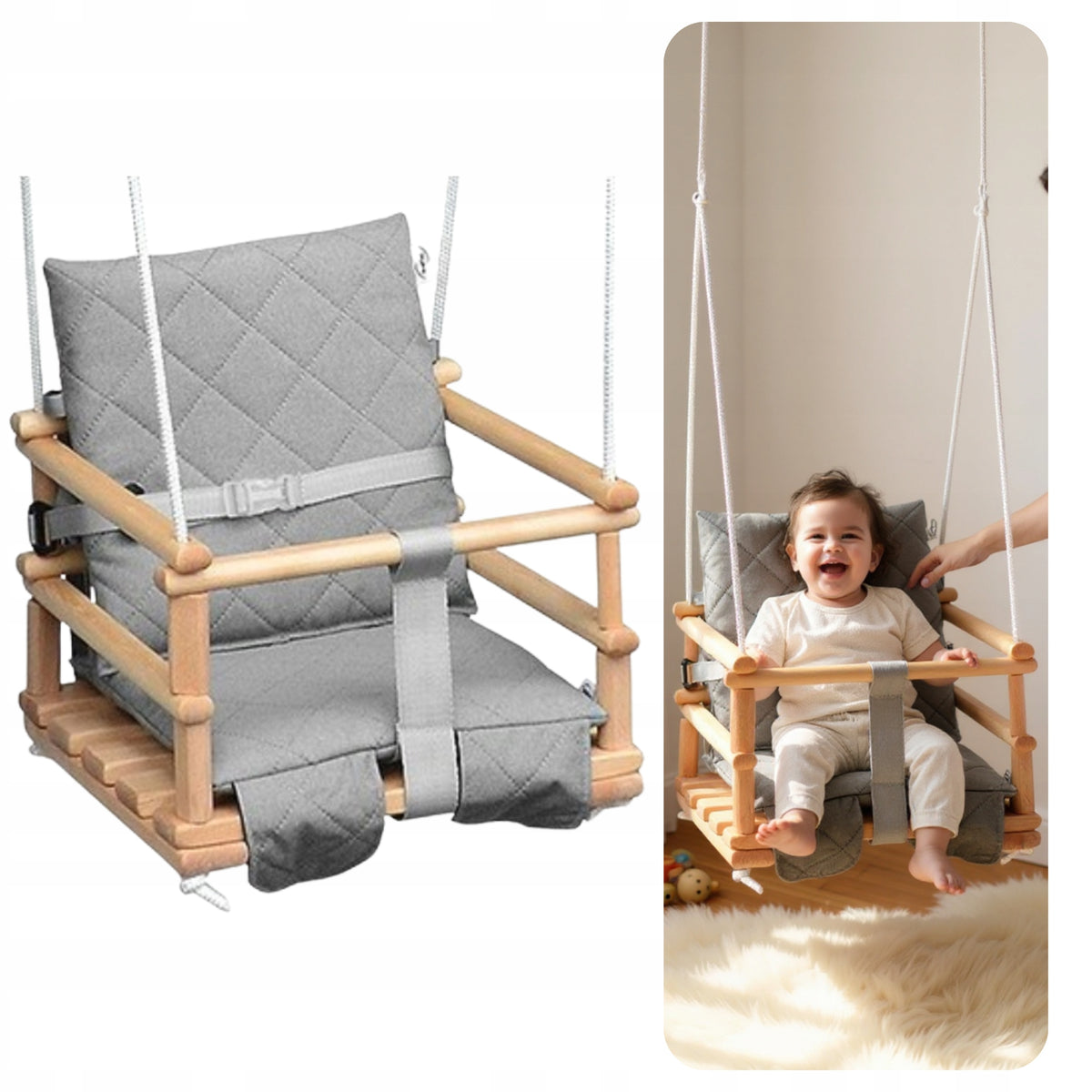 Wooden swing for a child with a pillow for the Garden House 4in1 Belts Poland Manufacturer code HD20200046