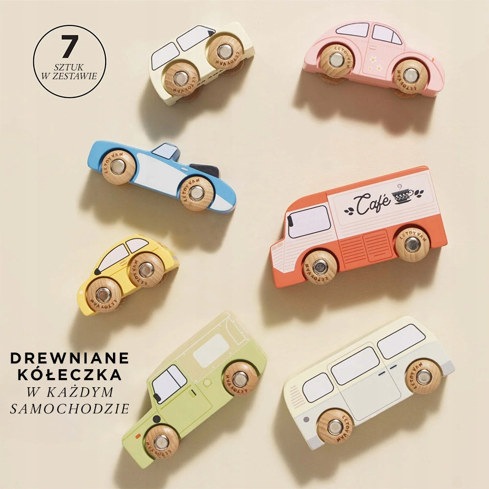 Wooden vintage cars set, children's toy, cars Le Toy Van Packaging status original