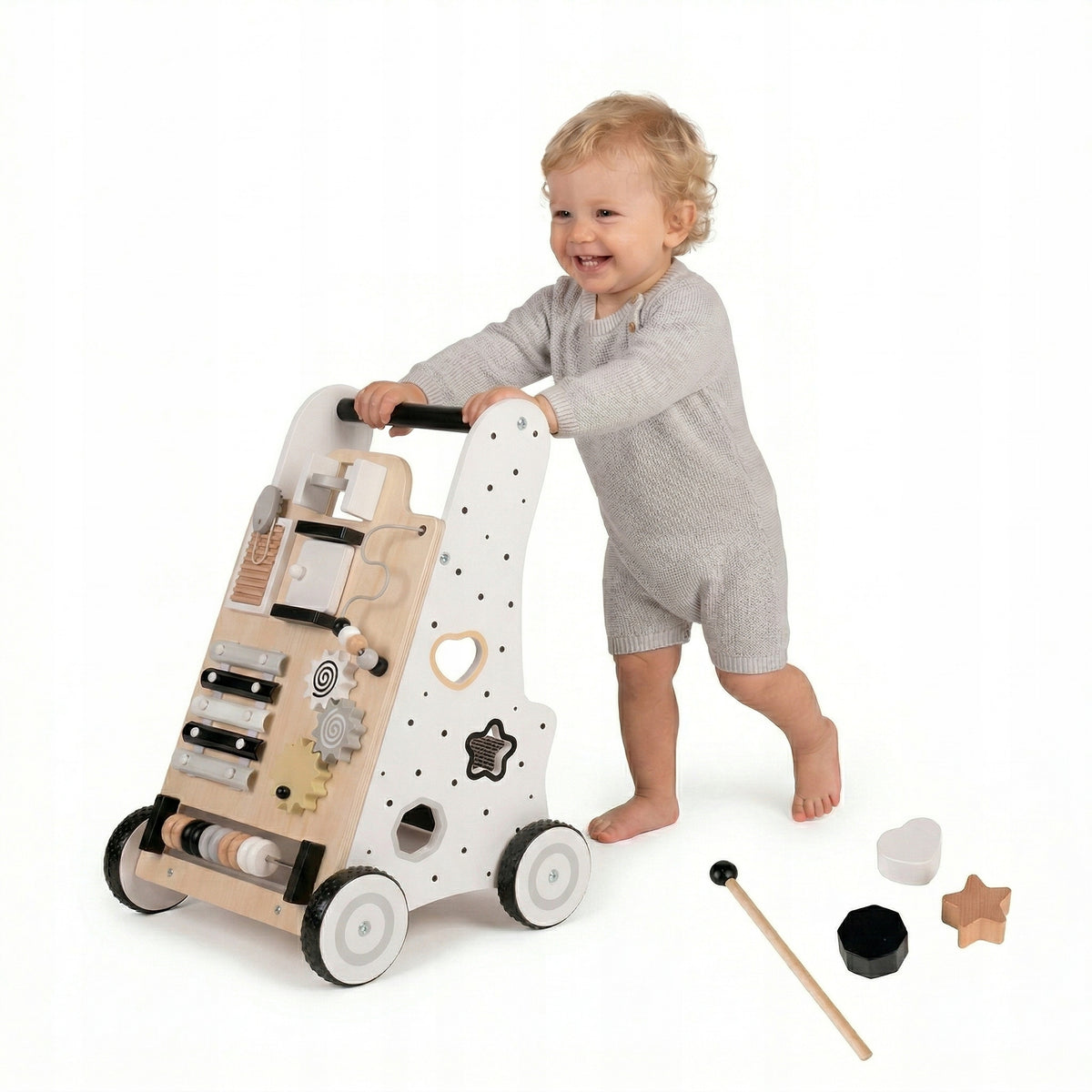 Wooden walker interactive pusher For Children KiddyMoon WK-001