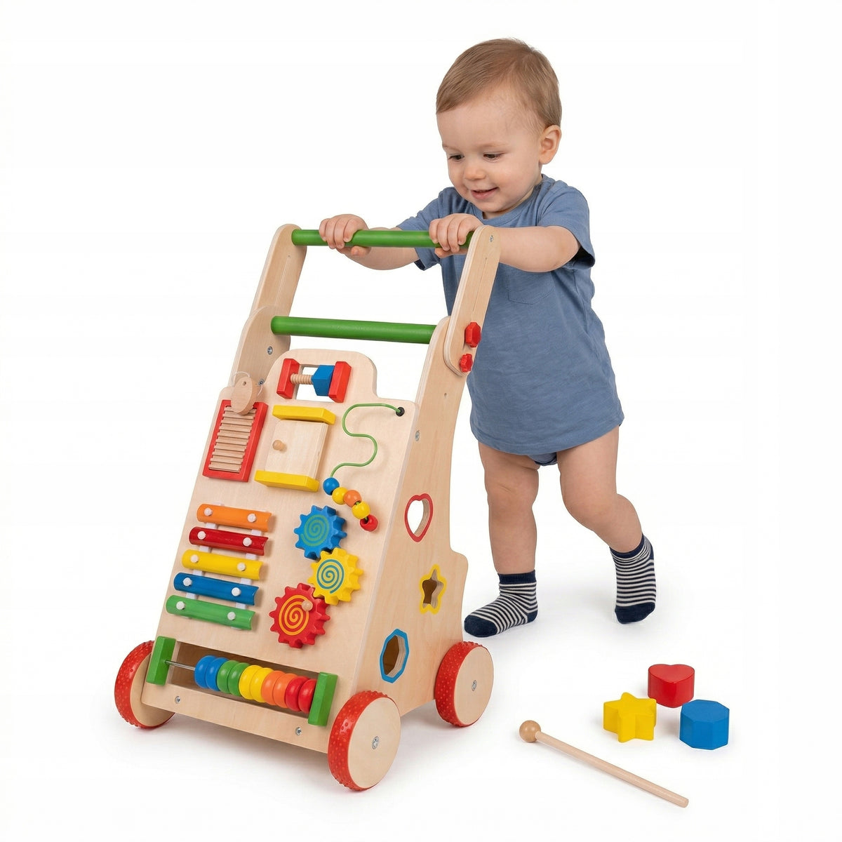Wooden walker interactive pusher For Children KiddyMoon WK-002