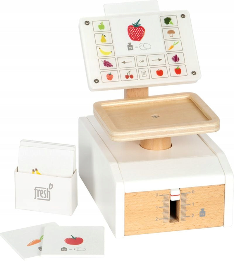 Wooden white shop scale Fun in store Fresh Small Foot 3 DESCRIPTION