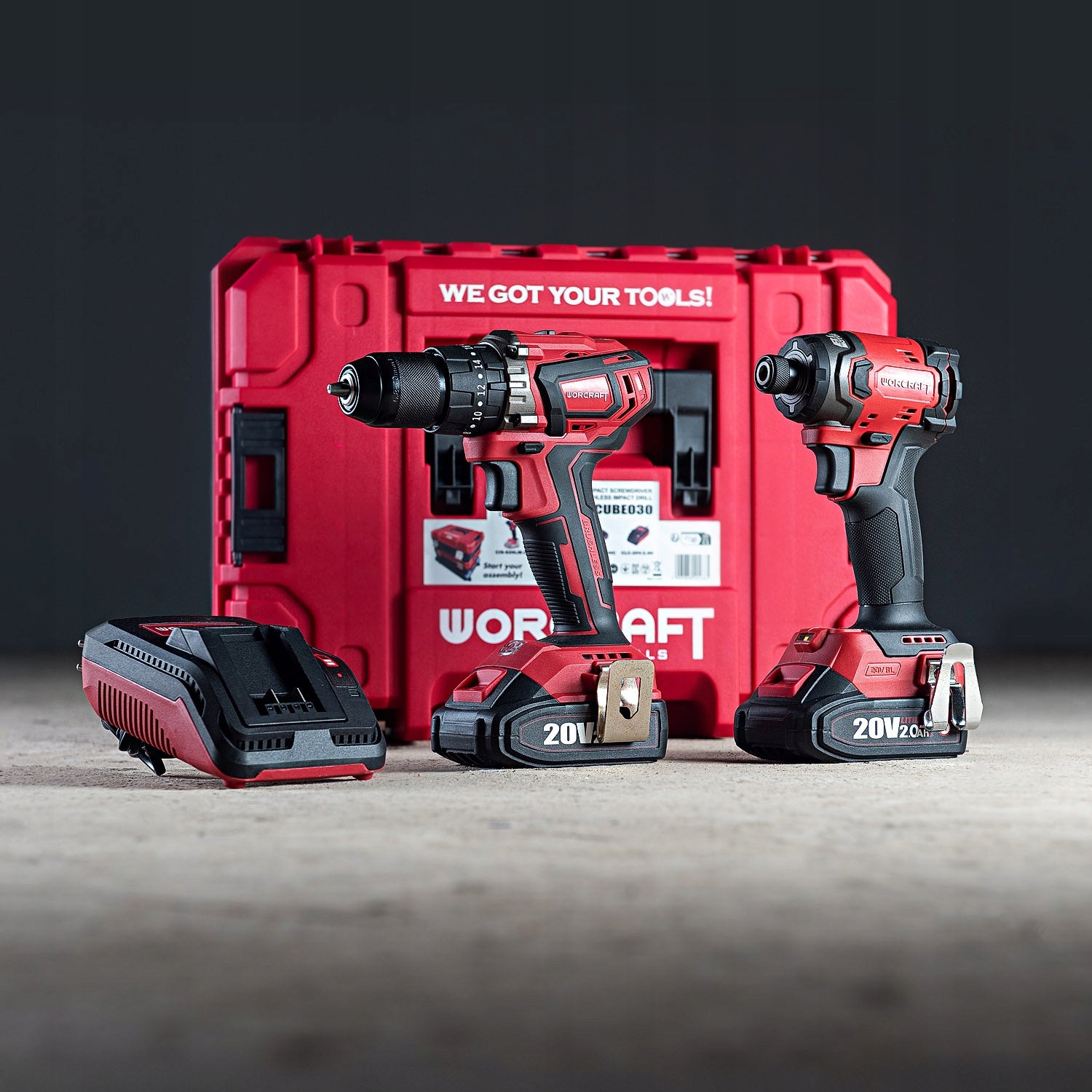 Worcraft XCUBE Impact Drill + Screwdriver +2x Battery 2.0Ah +Case Packaging status original