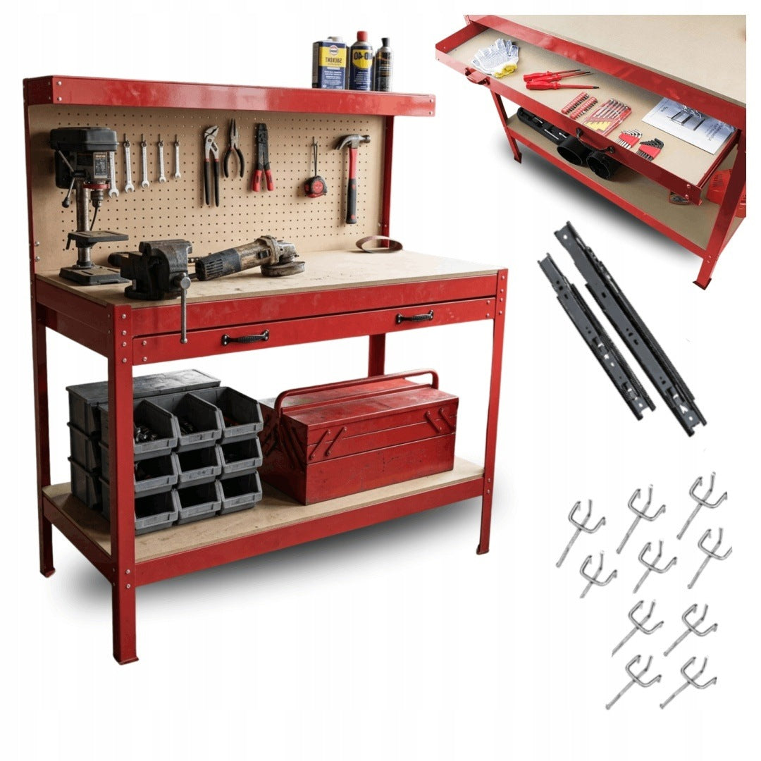 Workbench Bituxx 115cm perforated board drawer 100kg