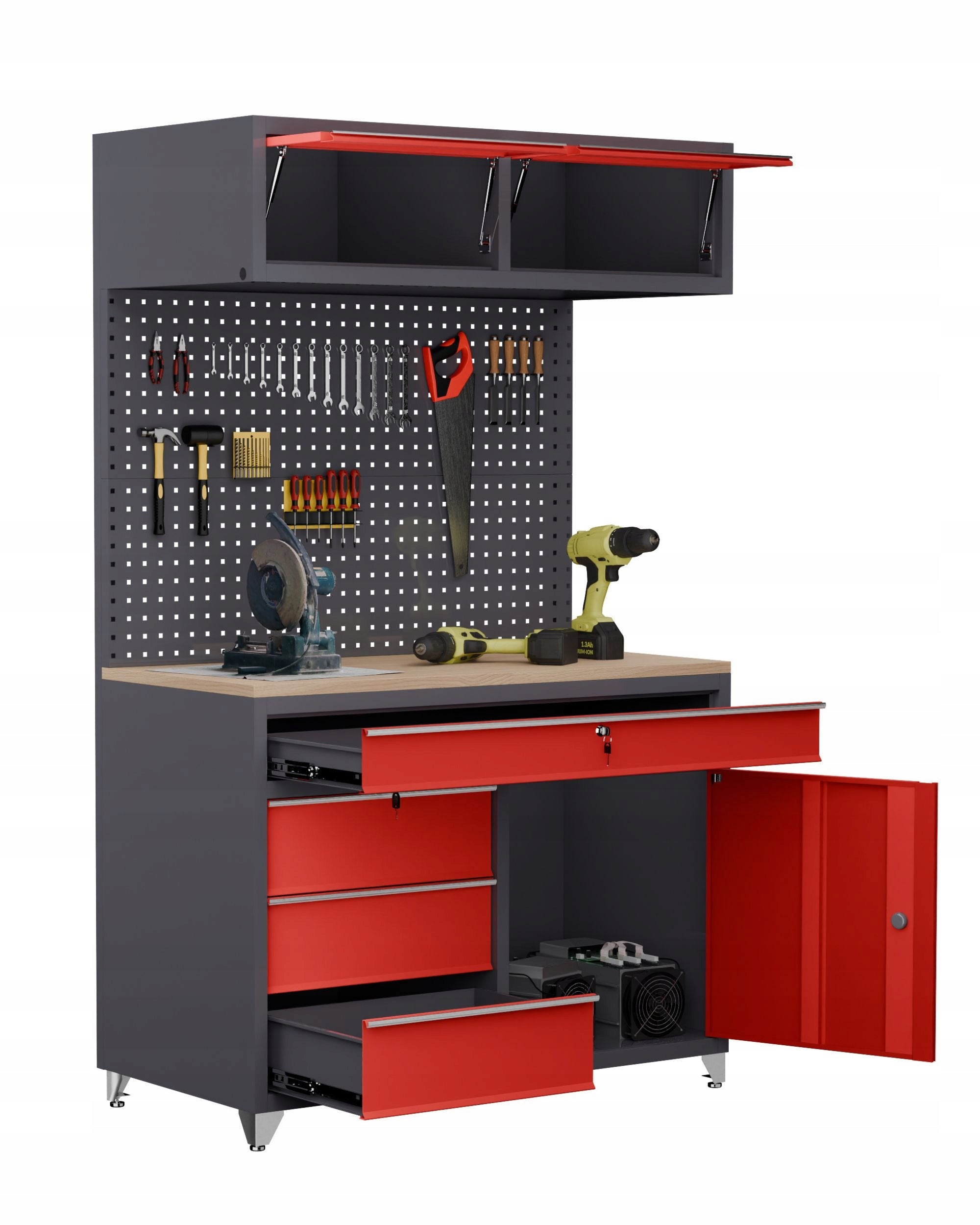 Workshop Table Working Tool 203x120x63cm 500kg Drawer TECHVIKING