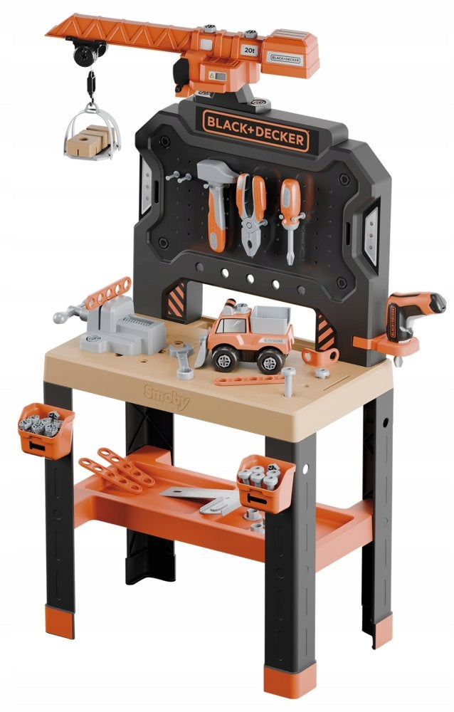 Workshop with crane set DIY Black & Decker tools Smoby