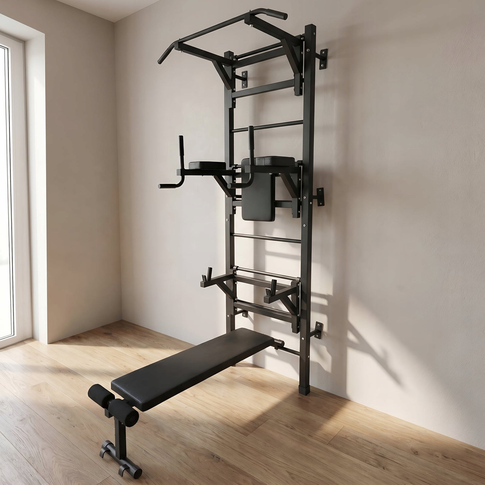 X-Sport Max Gymnastic Ladder with Handrail Bar and Exercise Bench Brand Małpiszon