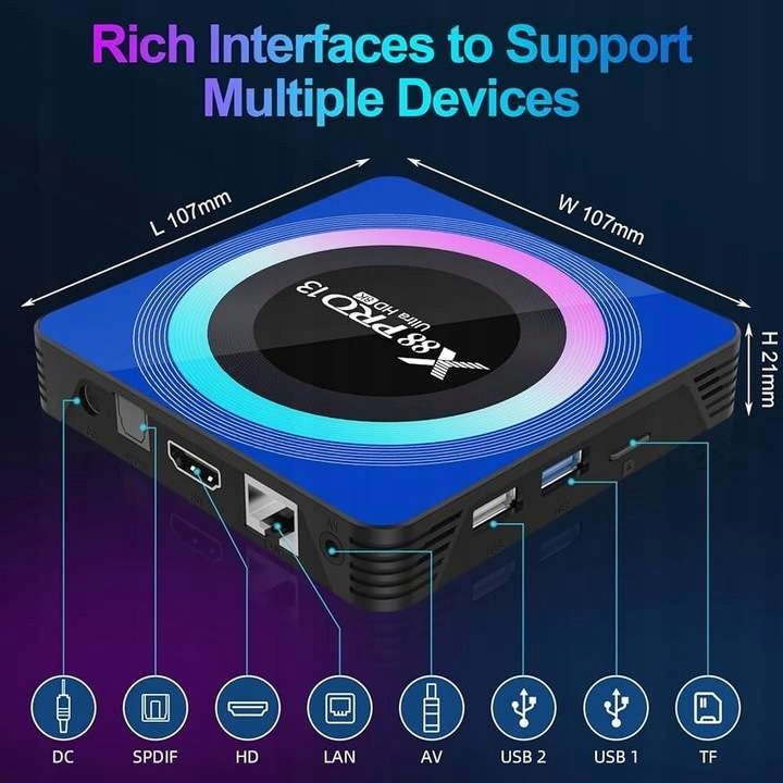 X88 PRO 13 SMART TV BOX 8K ANDROID 13 WIFI6 5GHz BT 5.0 HDR10 4/64GB Brand no brand