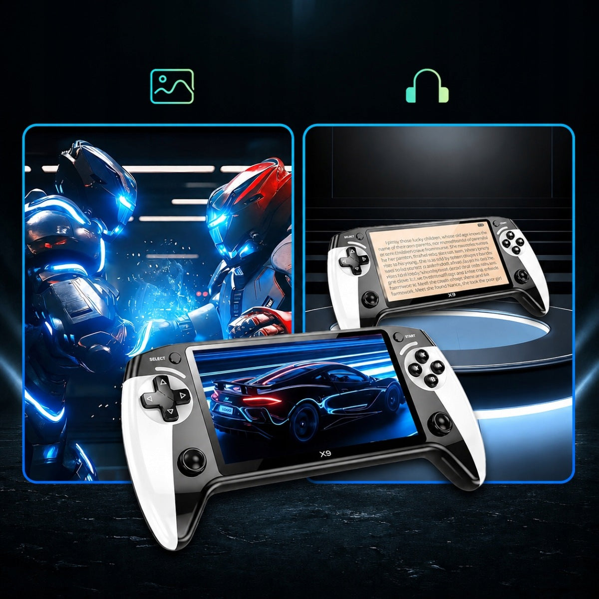 X9 Portable Gaming Console, 5,5 Inch Large Screen Mini Arcade Console 8G Kid's age 4＋ years
