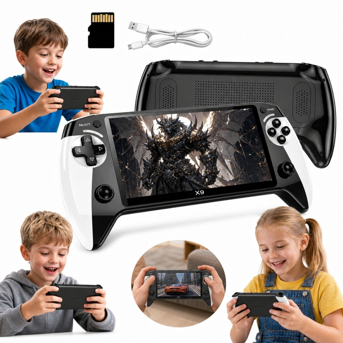X9 Portable Gaming Console, 5,5 Inch Large Screen Mini Arcade Console 8G