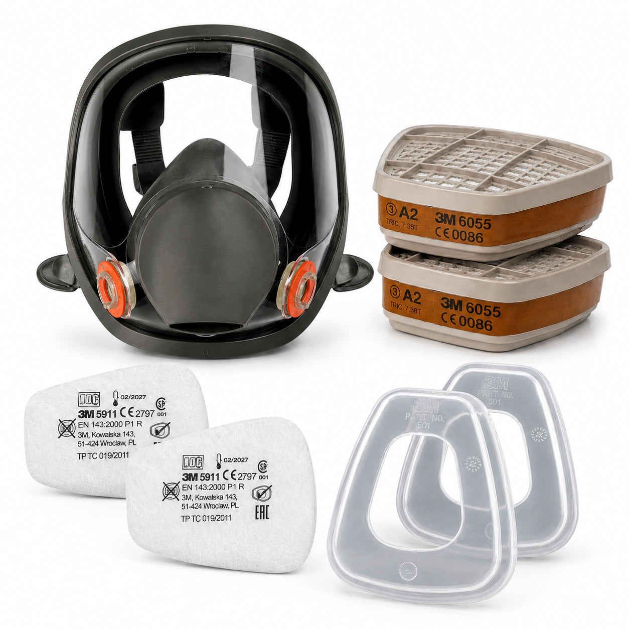 XTECH paint mask with 3M 6055 A2 + 5911 P1 R + 501