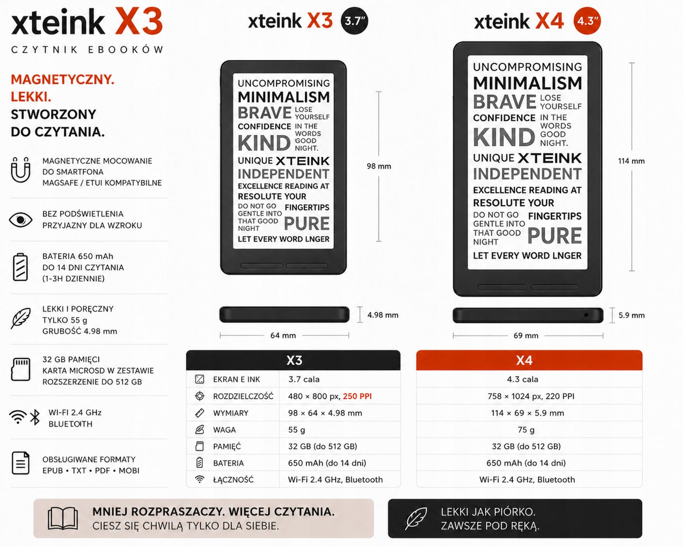 XTEINK x3 pocket ebook reader -black -global version from the manufacturer Packaging status original
