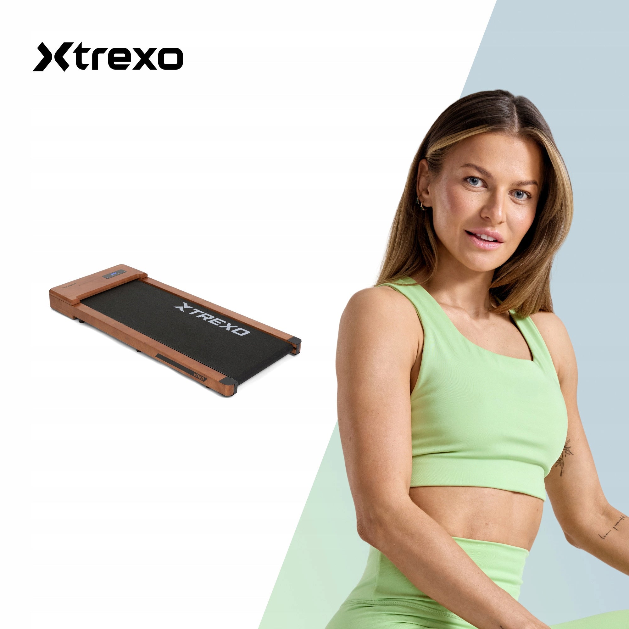 XTREXO Walking Pad W120+ wooden treadmill WITH REMOTE CONTROL 12 PROGRAMS 1-7 KM/H Manufacturer code TXO-B5Y061-BK