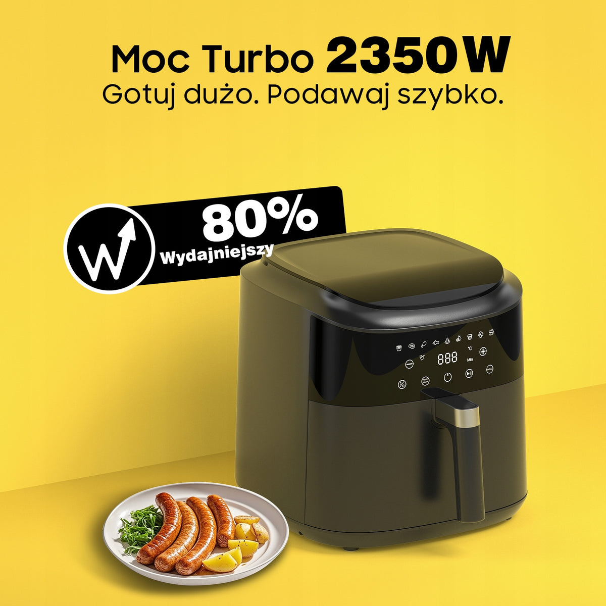 XXL 9L 2350W Airfryer with 9 Cooking Programs, Easy to Clean Packaging status original