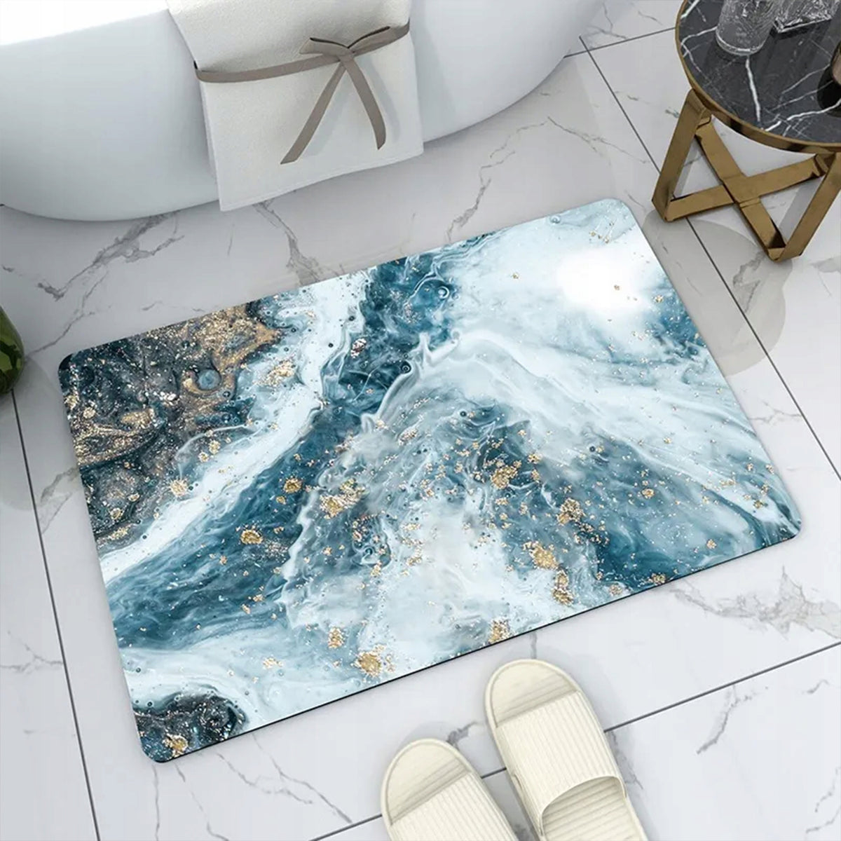 XXL ABSORBENT BATHROOM RUG ANTI-SLIP QUICK-DRYING MAT 50 x 80 cm Manufacturer code DYWANIK MORSKI ABSTRAKCJA MARMUR NOWOCZESNY
