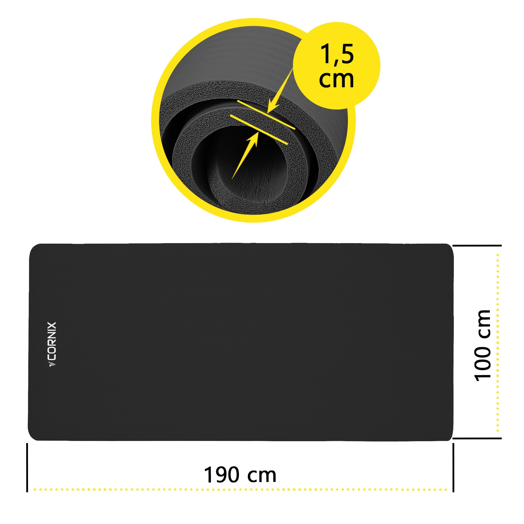 XXL CORNIX NBR EXERCISE MAT 190x100x1,5 CM SOFT THICK FITNESS YOGA Manufacturer code XR-0498