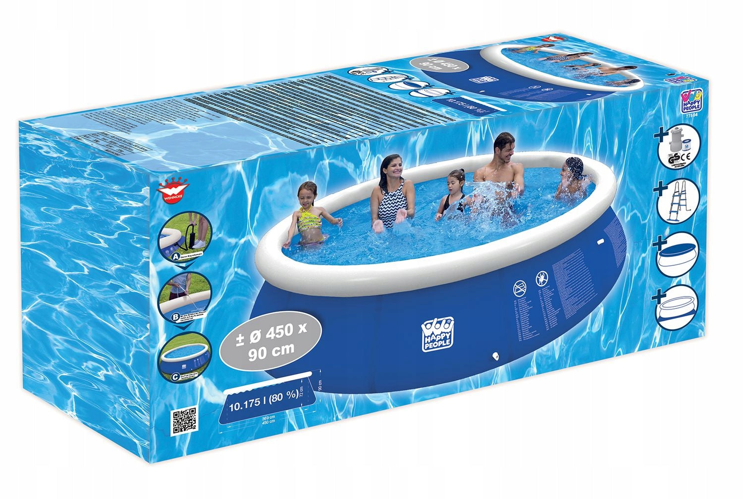 XXL Expansion Pool Happy People 450x90 cm Ladder Pump Cover Manufacturer code 77504