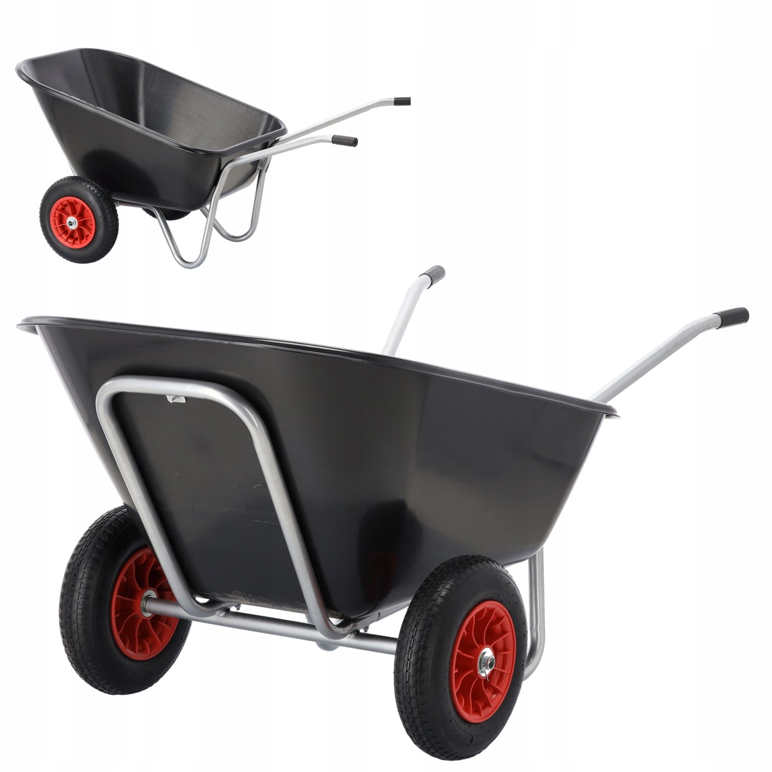 XXL GARDEN wheelbarrow for garden TWO WHEELS 160 / 280L Trolley Solid