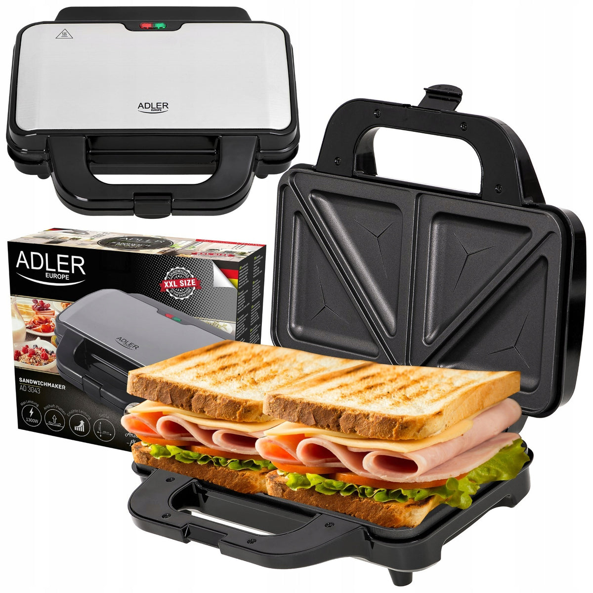 XXL Large Solid Sandwich Toaster 1300W XXL Strong Toaster