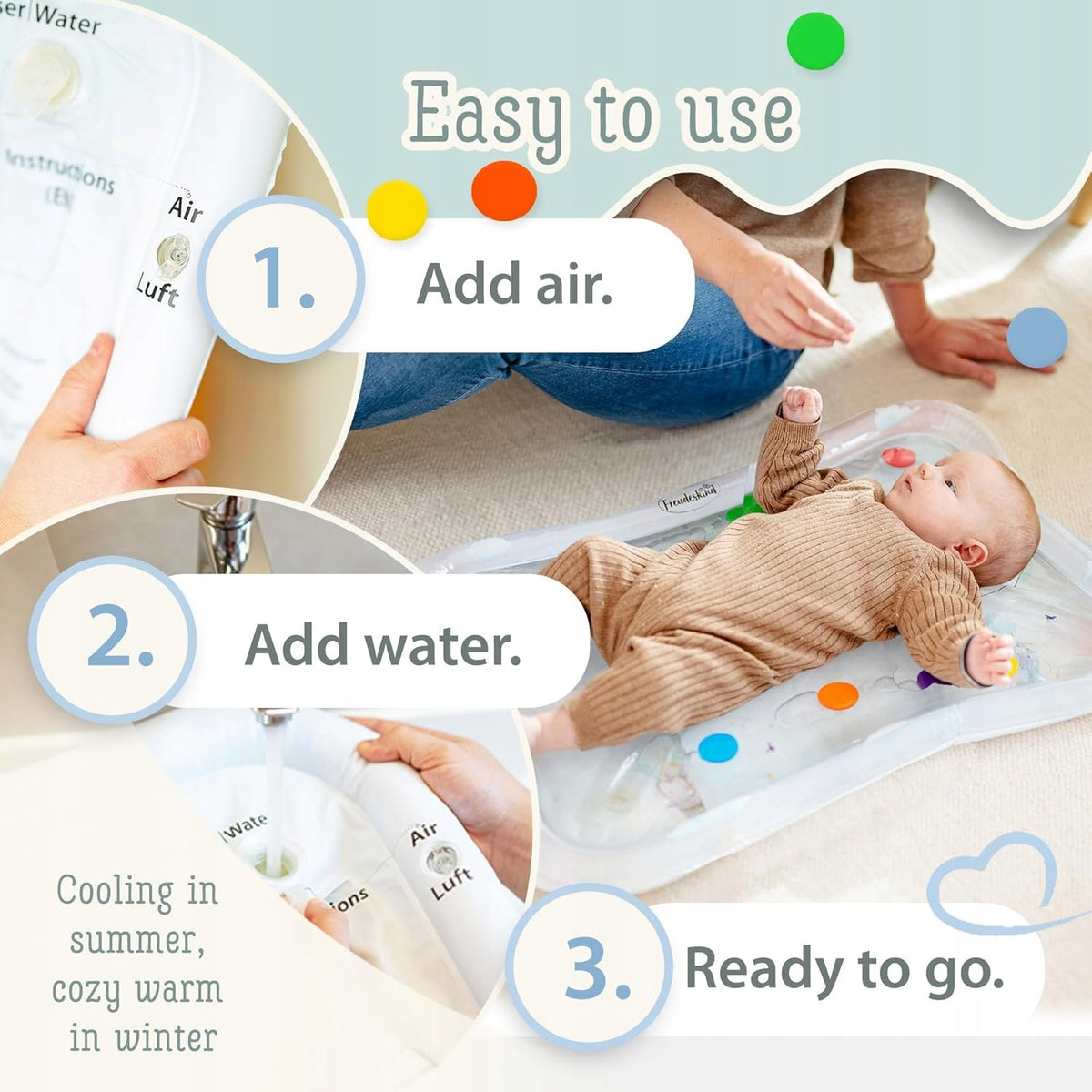 XXL TummyTime Freudeskind Water Mat – Inflatable, Montessori Sensory Brand no brand