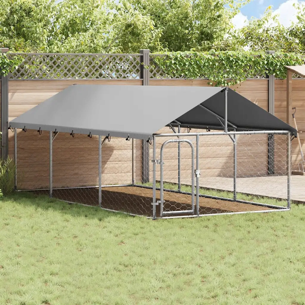 XXL dog cage with roof - silver - 400x200x150cm Manufacturer code 5906189753155