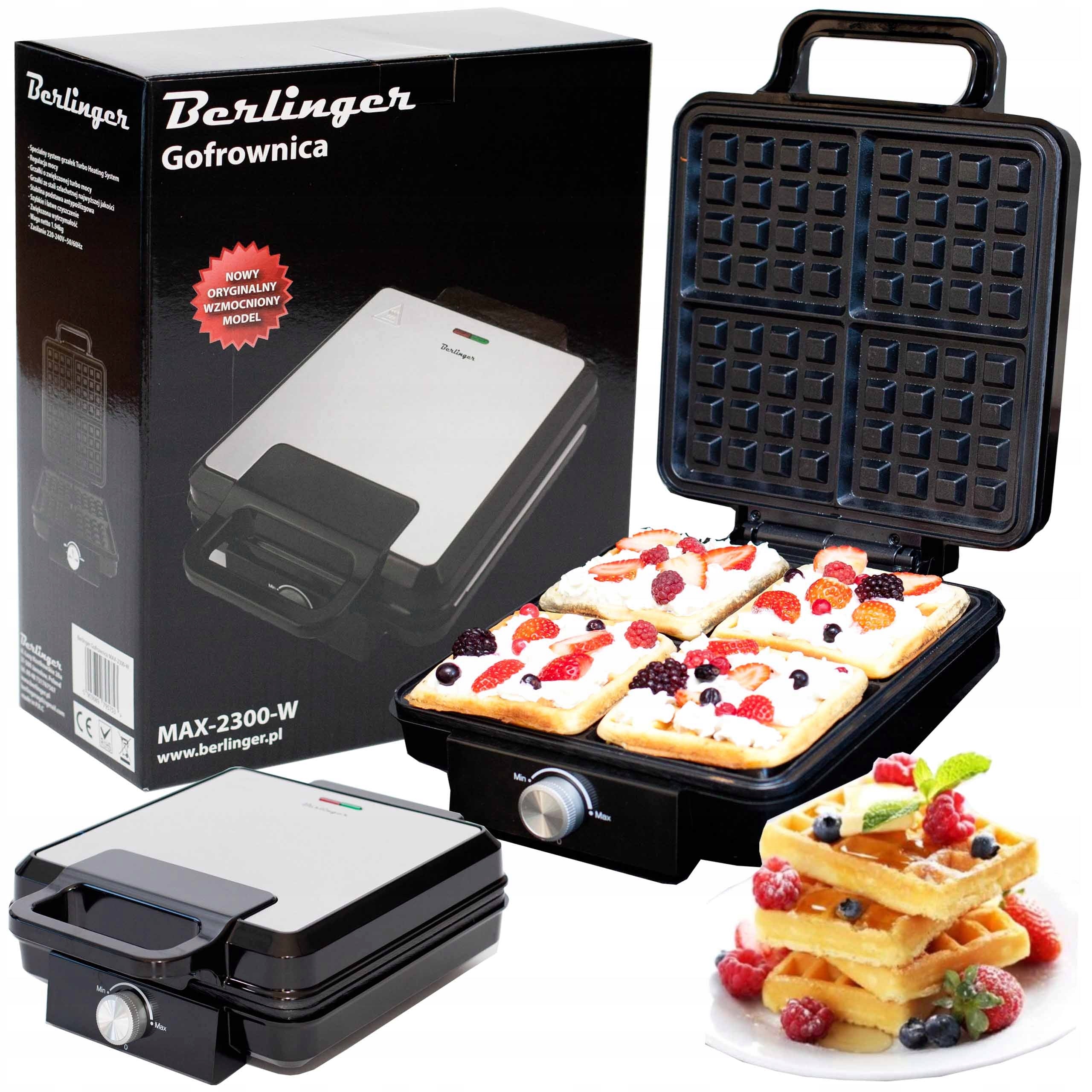XXL waffle iron BERLINGER 4 perfect waffles | temperature control Strong 2300